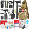 Emergency Survival Kit, 262Pcs War Survival Gear and Supplies with First Aid Kit Pouch and Crossbody Bag, Emergency Kit with Tent, Camping Axe Hammer, Survival Shovel w/Pick, Bug Out Bag Gifts for Men Women